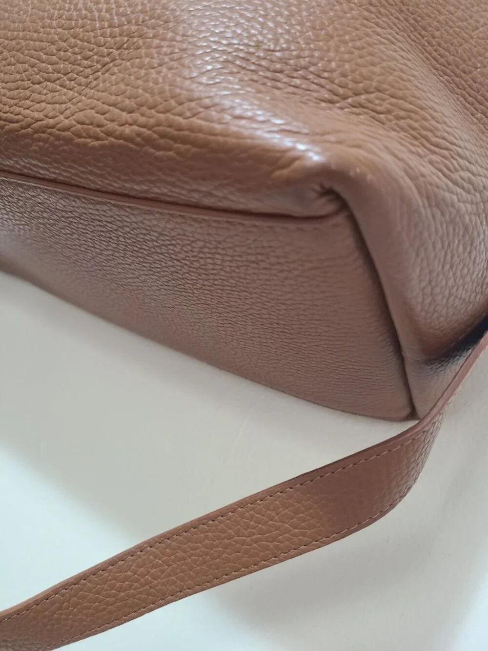 Cuyana Zippered Satchel Brown Pebble Leather
